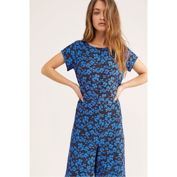 FREE PEOPLE Blue Floral Hailee Jumpsuit - Picture 3 of 8